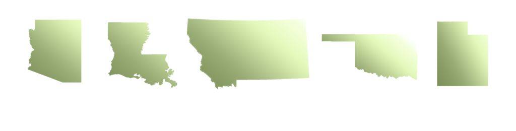 Arizona, Louisiana, Montana, Oklahoma, Utah      